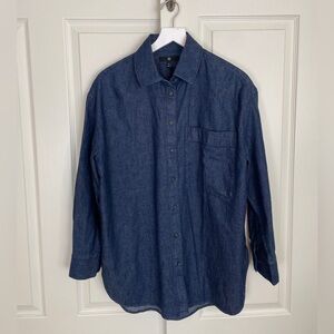 Banana Republic Dark Indigo Oversized Denim Tunic Shirt Cotton Hemp NWT Sz M
